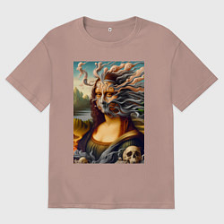 Мужская футболка оверсайз Mona Lisa smoke - surrealism