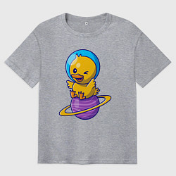 Мужская футболка оверсайз Утёнок на сатурне