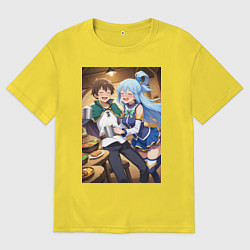 Футболка оверсайз мужская Кадзума и Аква веселые будни, цвет: желтый