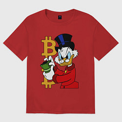 Футболка оверсайз мужская Duck tales - Scrooge bitcoin, цвет: красный