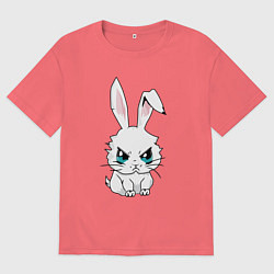 Футболка оверсайз мужская Кролик злится, цвет: коралловый
