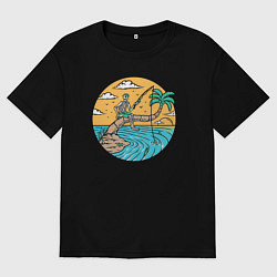 Мужская футболка оверсайз Рыбалка на пальме