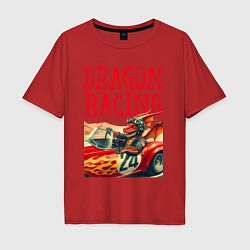 Футболка оверсайз мужская Dragon cool racer - ai art, цвет: красный