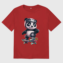 Футболка оверсайз мужская Cool panda on a skateboard - extreme, цвет: красный