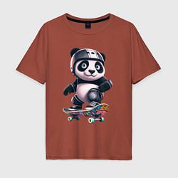 Мужская футболка оверсайз Cool panda on a skateboard - extreme