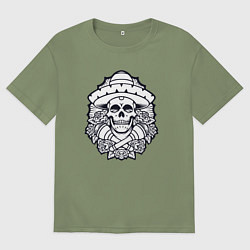 Мужская футболка оверсайз Mexico skull