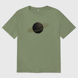Мужская футболка оверсайз Планета арт, коричневая с кольцом