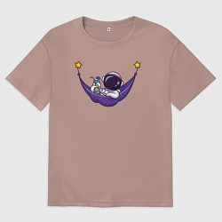 Футболка оверсайз мужская Космический гамак, цвет: пыльно-розовый