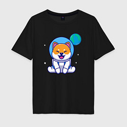 Футболка оверсайз мужская Space doggy, цвет: черный