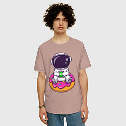 Футболка оверсайз мужская Donut spaceman, цвет: пыльно-розовый — фото 2