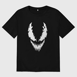 Мужская футболка оверсайз Веном - белое лицо