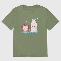 Футболка оверсайз мужская Кофе с молоком, цвет: авокадо