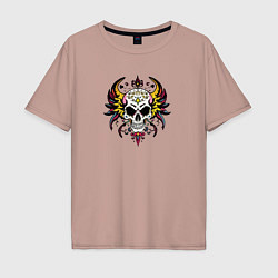 Футболка оверсайз мужская Decorative skull, цвет: пыльно-розовый