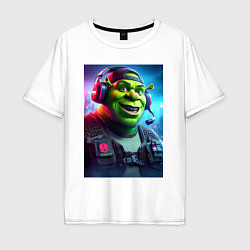 Футболка оверсайз мужская Cool Shrek - cyberpunk, цвет: белый