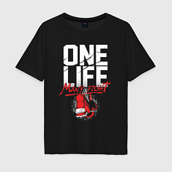 Футболка оверсайз мужская One life many fight, цвет: черный