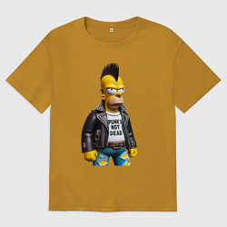 Мужская футболка оверсайз The harsh Homer Simpson - punks not dead