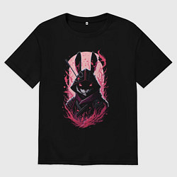 Мужская футболка оверсайз Кролик самурай