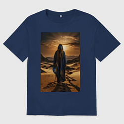 Мужская футболка оверсайз Человек в пустыне