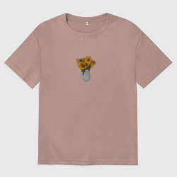 Мужская футболка оверсайз Букет подсолнухов