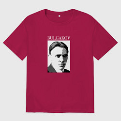 Футболка оверсайз мужская Михаил Булгаков портрет, цвет: маджента