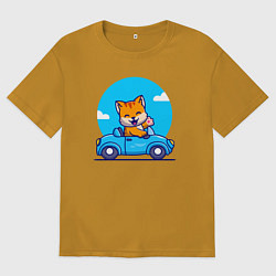 Мужская футболка оверсайз Котик водитель