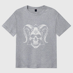 Футболка оверсайз мужская Рогатый череп, цвет: меланж