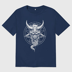 Мужская футболка оверсайз Рогатый демон с языком