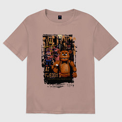 Футболка оверсайз мужская Аниматроники из Five Nights at Freddys, цвет: пыльно-розовый