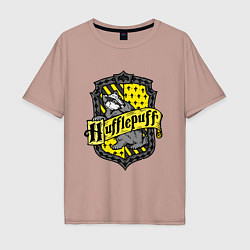 Футболка оверсайз мужская Hufflepuff emblem, цвет: пыльно-розовый