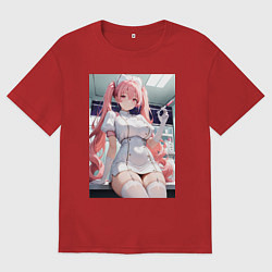 Футболка оверсайз мужская Медсестричка сделает тебе укол любви, цвет: красный