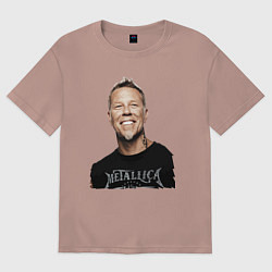 Футболка оверсайз мужская James Alan Hetfield - Metallica leader, цвет: пыльно-розовый