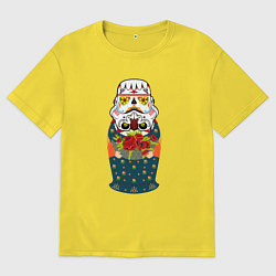 Мужская футболка оверсайз Матрешка в расписном шлеме имперского штурмовика