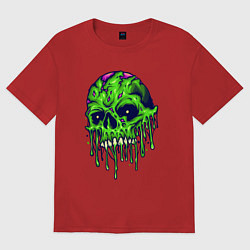 Футболка оверсайз мужская Green skull, цвет: красный