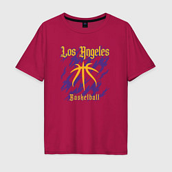Футболка оверсайз мужская Basketball Lakers, цвет: маджента