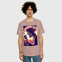 Футболка оверсайз мужская Mick Jagger is vocalist of the Rolling Stones, цвет: пыльно-розовый — фото 2