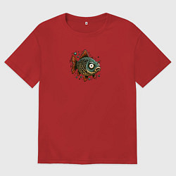Мужская футболка оверсайз Забавная карикатурная рыба