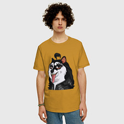 Футболка оверсайз мужская NFT Doge - Kiss, цвет: горчичный — фото 2