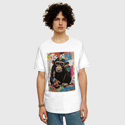 Футболка оверсайз мужская Monkey color, цвет: белый — фото 2