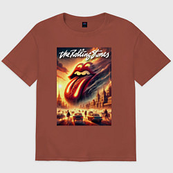 Футболка оверсайз мужская Logo of the Rollings Stones, цвет: кирпичный