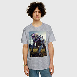 Футболка оверсайз мужская Робот в стиле Horizon, цвет: меланж — фото 2