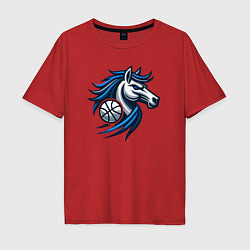 Футболка оверсайз мужская Mavericks horse, цвет: красный