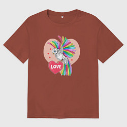 Футболка оверсайз мужская Color bird, цвет: кирпичный