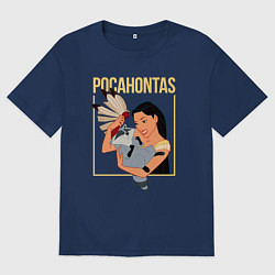 Мужская футболка оверсайз Покахонтас с енотом