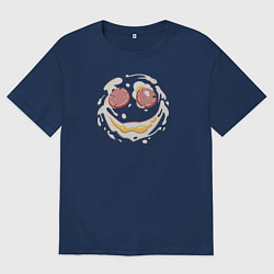 Мужская футболка оверсайз Лакомый кусочек-яичница с улыбкой