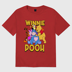 Футболка оверсайз мужская Winnie Pooh hugs, цвет: красный