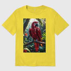 Футболка оверсайз мужская Попугай из драгоценных камней, цвет: желтый