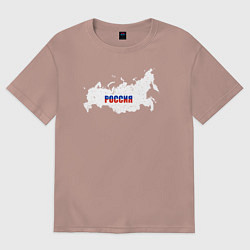 Футболка оверсайз мужская Россия карта, цвет: пыльно-розовый