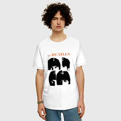 Футболка оверсайз мужская Битлз черно белый, цвет: белый — фото 2