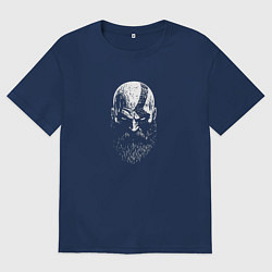 Футболка оверсайз мужская Кратос черно-белый, цвет: тёмно-синий