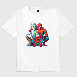 Футболка оверсайз мужская Spider-Man is Rick and Mortys friend, цвет: белый